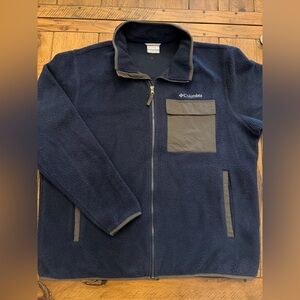 Columbia Men's XL Mountain Navy Blue Sherpa FULL Zip Fleece NEW w/o tags